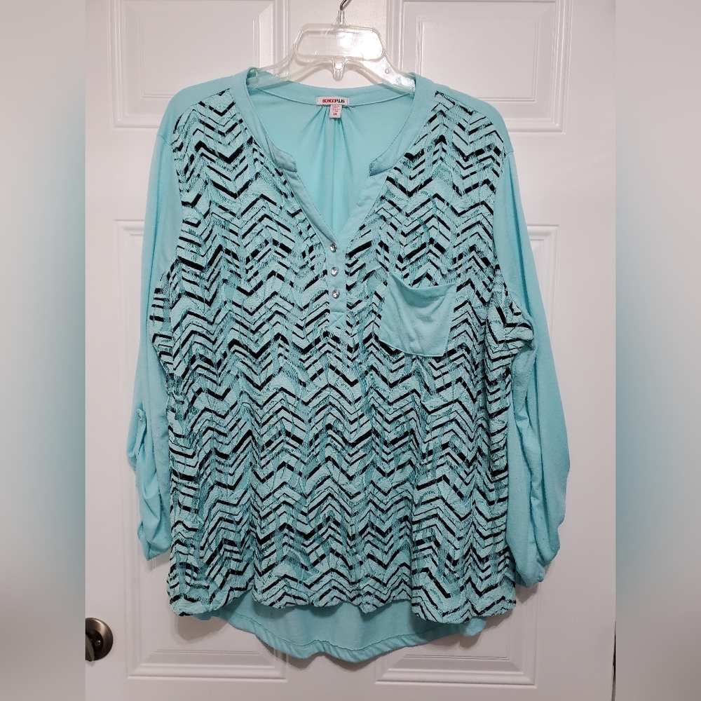 Bongo Blue Chevron Print Shirt size 3X